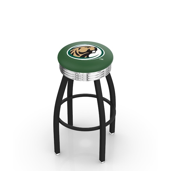 Holland Bar Stool Co 30" Blk Wrinkle Bemidji State Swivel Bar Stool, Chrome Ring - L8B3C30BMIJST