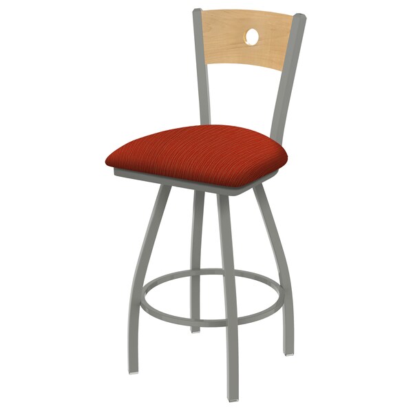 Holland Bar Stool Co 30" Swivel Counter Stool, SS Finish, Nat Back, Graph Poppy Seat - 83036ANNATMPLB021