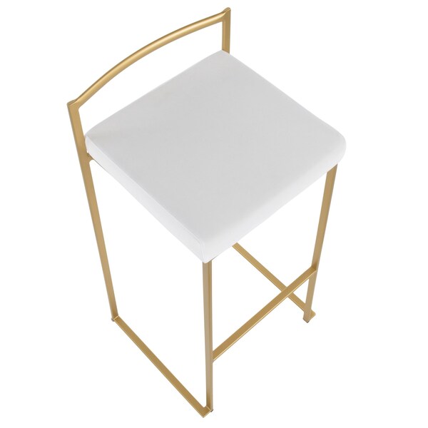 Lumisource Fuji Stackable Barstool in Gold with White Velvet Cushion, PK 2 - B30-FUJI AU+VW2