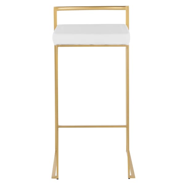 Lumisource Fuji Stackable Barstool in Gold with White Velvet Cushion, PK 2 - B30-FUJI AU+VW2