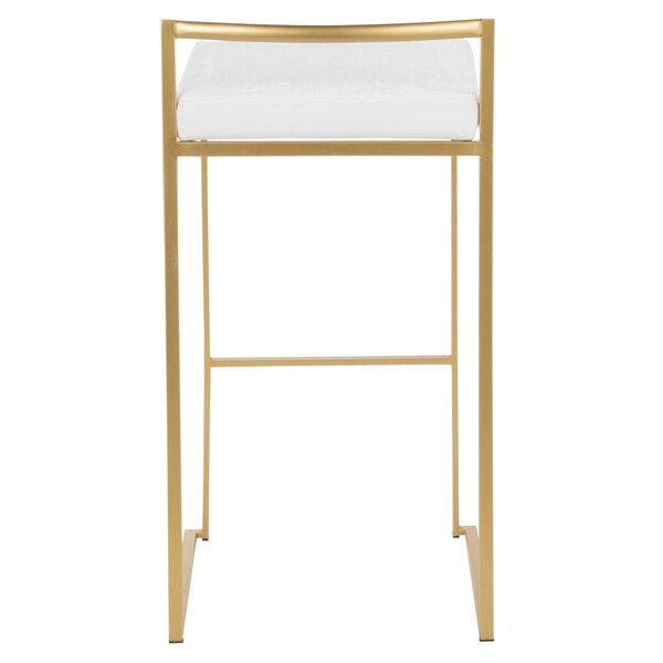 Lumisource Fuji Stackable Barstool in Gold with White Velvet Cushion, PK 2 - B30-FUJI AU+VW2