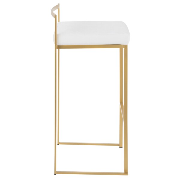 Lumisource Fuji Stackable Barstool in Gold with White Velvet Cushion, PK 2 - B30-FUJI AU+VW2