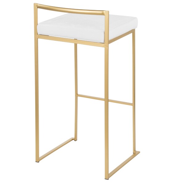 Lumisource Fuji Stackable Barstool in Gold with White Velvet Cushion, PK 2 - B30-FUJI AU+VW2