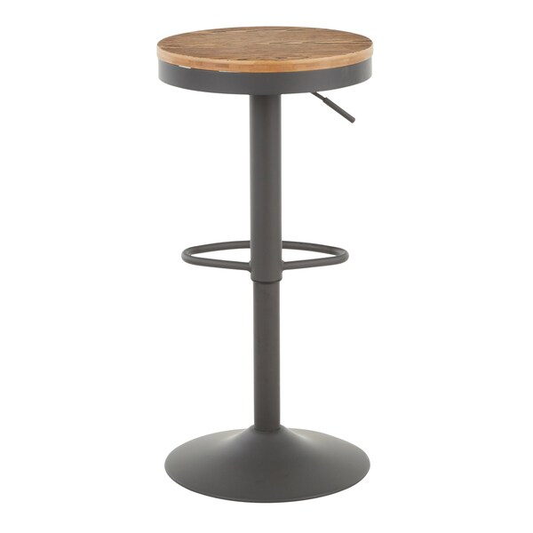 Lumisource Dakota Adjustable Swivel Barstool in Grey Metal and Bamboo, PK 2 - BS-DAK GY2
