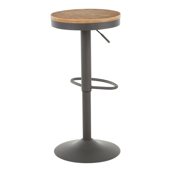 Lumisource Dakota Adjustable Swivel Barstool in Grey Metal and Bamboo, PK 2 - BS-DAK GY2