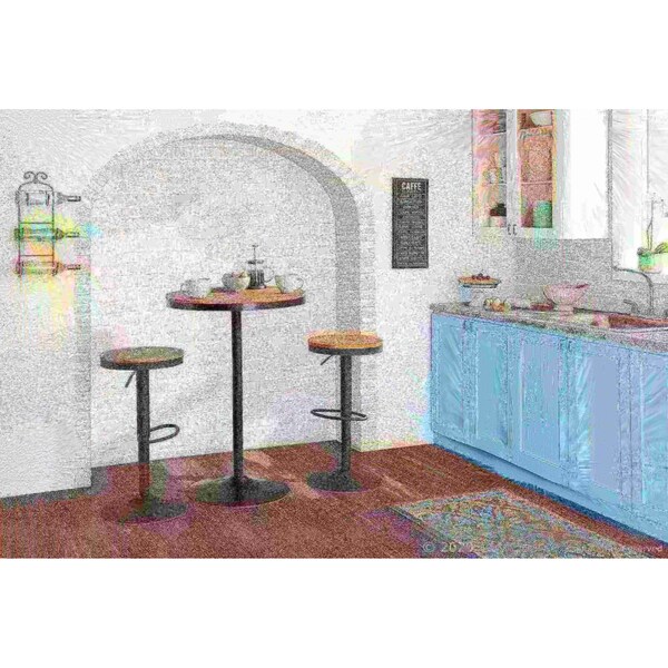 Lumisource Dakota Adjustable Swivel Barstool in Grey Metal and Bamboo, PK 2 - BS-DAK GY2