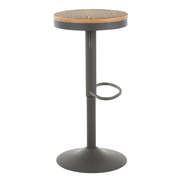 Lumisource Dakota Adjustable Swivel Barstool in Grey Metal and Bamboo, PK 2 - BS-DAK GY2