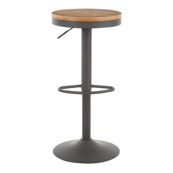 Lumisource Dakota Adjustable Swivel Barstool in Grey Metal and Bamboo, PK 2 - BS-DAK GY2