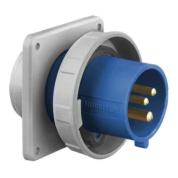 Hubbell IEC Pin and Sleeve Inlet, 20A, 250V, Blue - HBL320B6W
