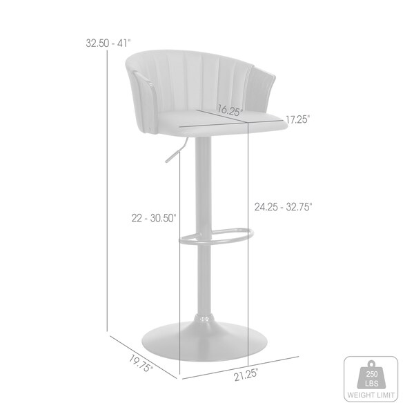 Armen Living Lydia Adjustable Black Wood Bar Stool in Gray Faux Leather with Black Metal - LCLYBABLKGRY