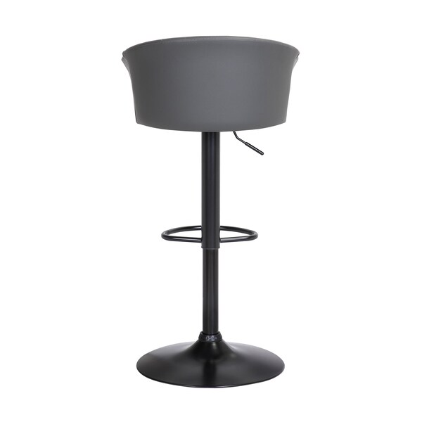 Armen Living Lydia Adjustable Black Wood Bar Stool in Gray Faux Leather with Black Metal - LCLYBABLKGRY