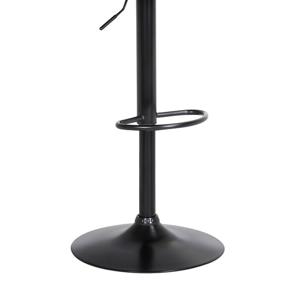 Armen Living Lydia Adjustable Black Wood Bar Stool in Gray Faux Leather with Black Metal - LCLYBABLKGRY