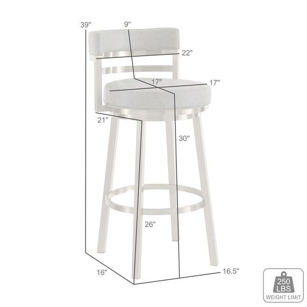 Armen Living Madrid 30in Swivel Bar Stool in Gold Brushed Stainless Steel with Vintage Coffee Faux Leather - LCMASWBABGLVCO30