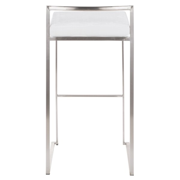 Lumisource Fuji Barstool in Stainless Steel and White Velvet Cushion, PK 2 - B30-FUJI VW2