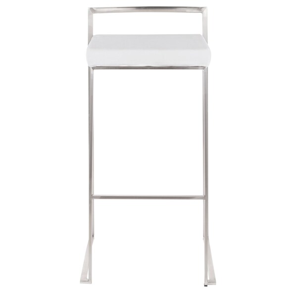 Lumisource Fuji Barstool in Stainless Steel and White Velvet Cushion, PK 2 - B30-FUJI VW2