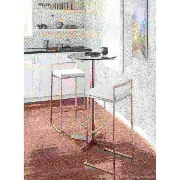 Lumisource Fuji Barstool in Stainless Steel and White Velvet Cushion, PK 2 - B30-FUJI VW2
