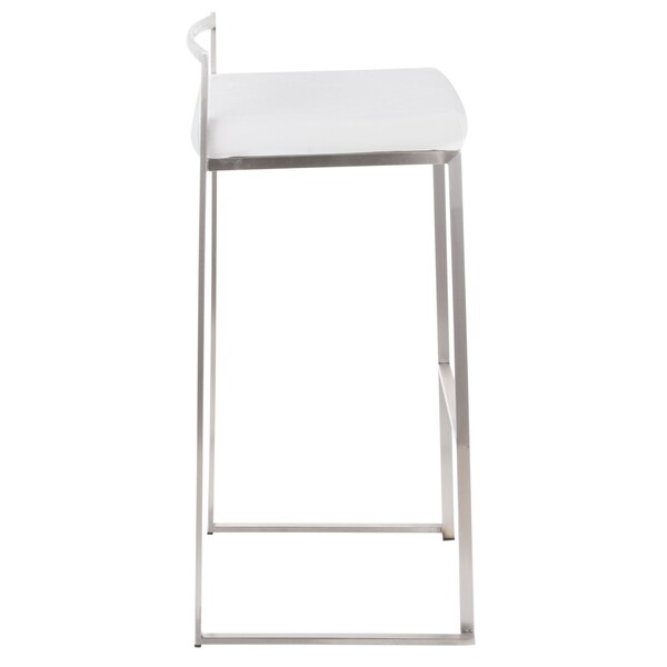 Lumisource Fuji Barstool in Stainless Steel and White Velvet Cushion, PK 2 - B30-FUJI VW2