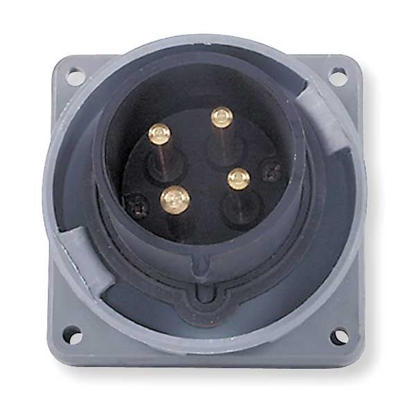 Hubbell IEC Pin and Sleeve Inlet, 60A, 600V, Black - HBL460B5W