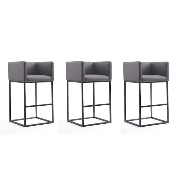 Celebracion Embassy Grey & Black Metal Barstool 38 x 21 x 20.5 in. - Set of 3 - CE3063230
