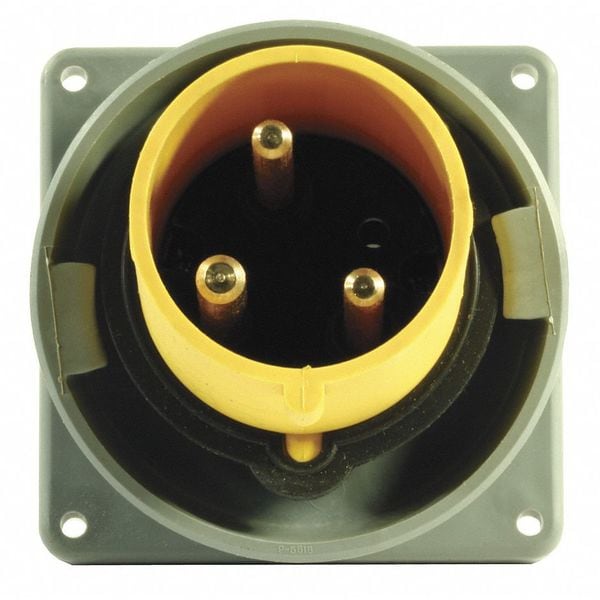 Hubbell IEC Pin and Sleeve Inlet, 30A, 125V, Yellow - HBL330B4W