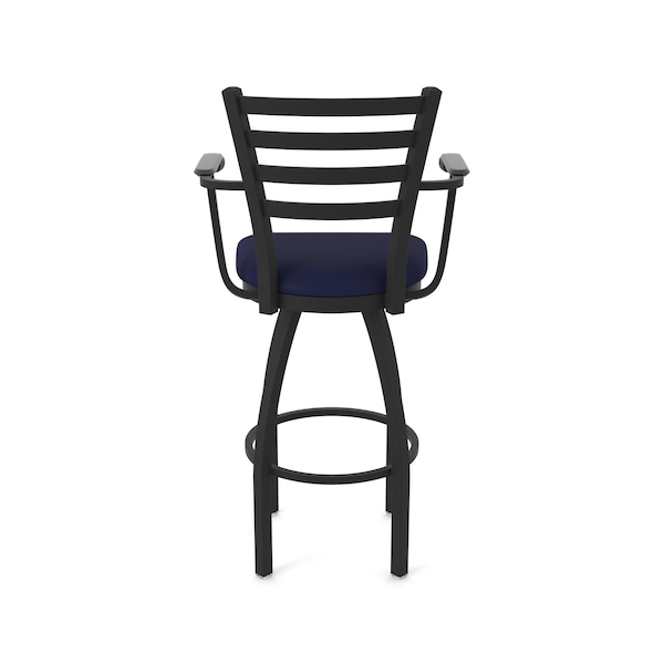 Holland Bar Stool Co Jackie with Arms 36 in. Swivel Bar Stool with Black Wrinkle Finish and Canter Twilight Seat - 415