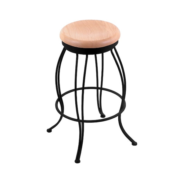 Holland Bar Stool Co 30" Swivel Bar Stool, Black Wrinkle, Nat Oak Seat - 300030BWNATOAK