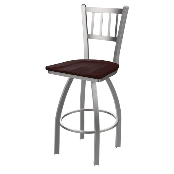 Holland Bar Stool Co 810 Contessa Stainless Steel 36in Swivel Bar Stool with Dark Cherry Maple Seat - 81036SSDCMPL