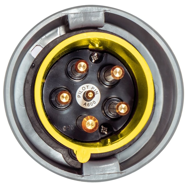 Hubbell Wiring Device-Kellems Heavy Duty Products, IEC Pin and Sleeve Devices, Industrial Grade, Male, Inlet w/ Pilot Pin, 60 A, 125V, 3-Pole 4-Wire Wire Grounding, 4X and IP69k - HBL360B4WP