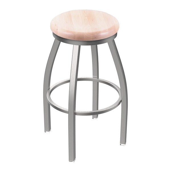 Holland Bar Stool Co 802 Misha Stainless Steel 36in Swivel Bar Stool with Natural Maple Seat - 80236SSNATMPL