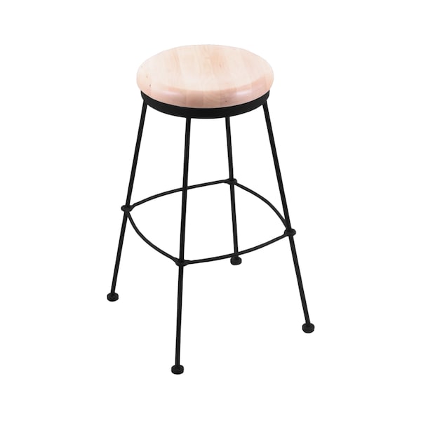 Holland Bar Stool Co 30" Stationary Bar Stool, Black Wrinkle, Nat Maple Seat - 303030BWNATMPL