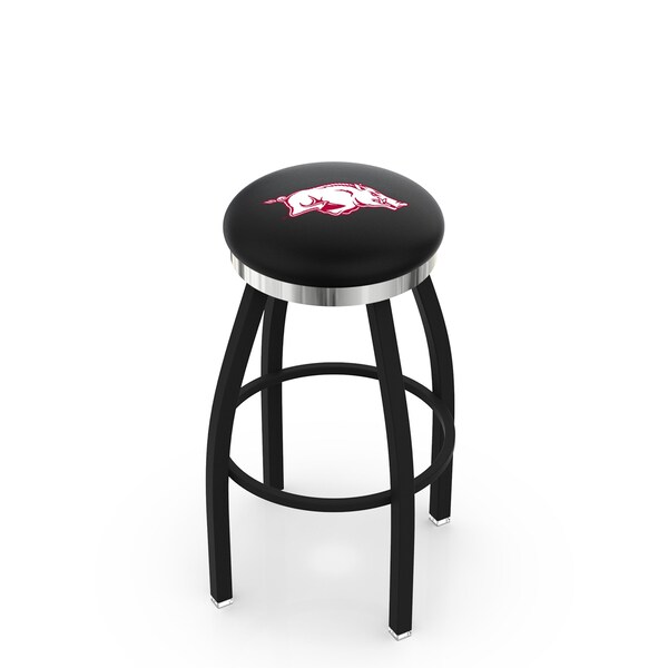 Holland Bar Stool Co 30" Blk Wrinkle Arkansas Swivel Bar Stool, Chrome Ring - L8B2C30ARKNUN