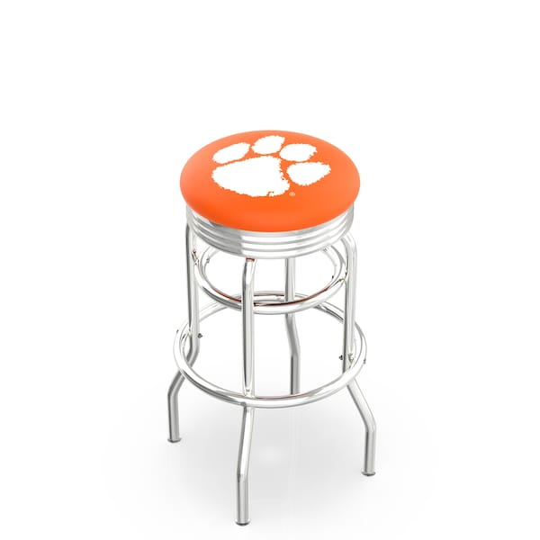 Holland Bar Stool Co 30" Chrome 2-Ring Clemson Swivel Bar Stool, Accent Ring - L7C3C30CLMSON