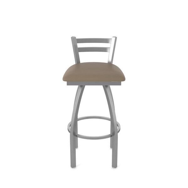 Holland Bar Stool Co OD411 Jackie Low Back Stainless Steel 30 Swivel Outdoor Bar Stool with Breeze Farro Seat - OD41130SSOD002