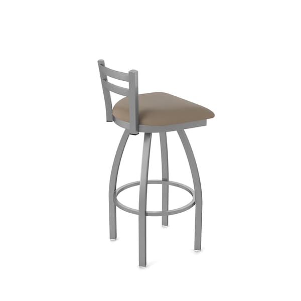 Holland Bar Stool Co OD411 Jackie Low Back Stainless Steel 30 Swivel Outdoor Bar Stool with Breeze Farro Seat - OD41130SSOD002