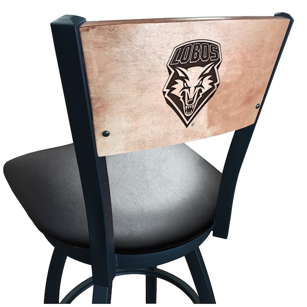 Holland Bar Stool Co 25" Blk Wrinkle New Mexico Swivel Bar Stool, Laser Engraved Back - L03825BWMEDMPLANEWMEXBLKVINYL