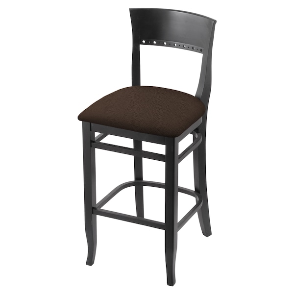 Holland Bar Stool Co 30" Bar Stool, Black Finish, Rein Coffee Seat - 316030BLK025