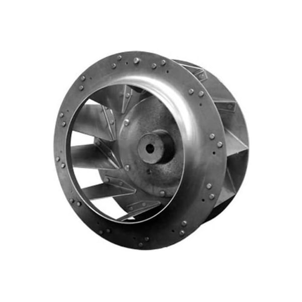 Pem Motors Backward Incline Centrifugal Wheel, Rated 3450 RPM, Riveted, Aluminum, 10in Dia., 4-13/16inW - 1012