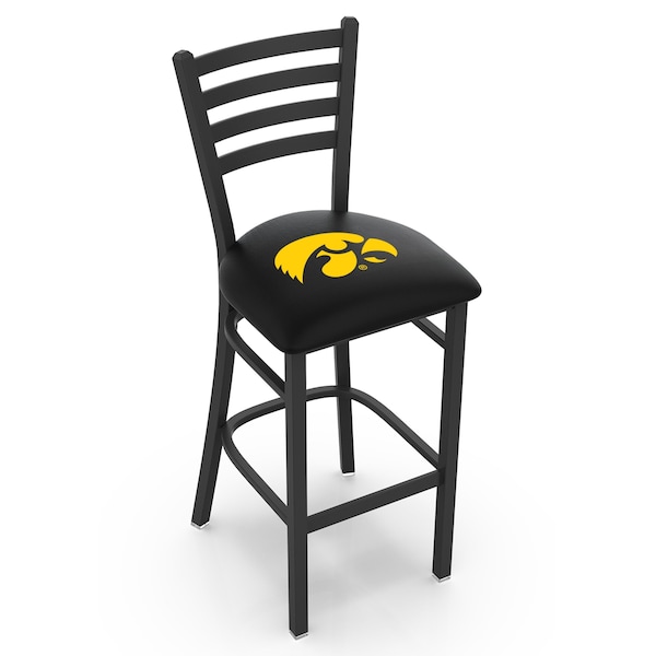 Holland Bar Stool Co 30" Blk Wrinkle Iowa Stationary Bar Stool, Ladder Back - L00430IOWAUN