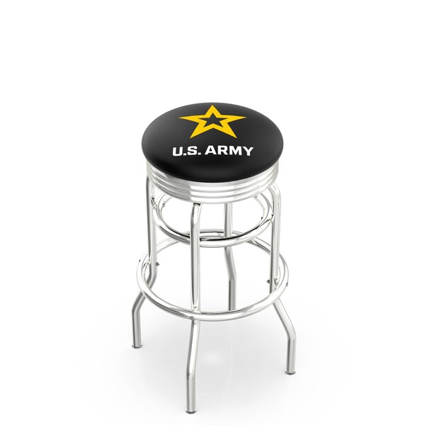 Holland Bar Stool Co 30" Chrome 2-Ring U.S. Army Swivel Bar Stool, Accent Ring - L7C3C30ARMY
