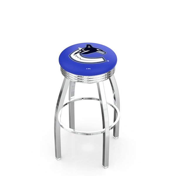 Holland Bar Stool Co 30" Chrome Vancouver Canucks Swivel Bar Stool, Accent Ring - L8C3C30VANCAN