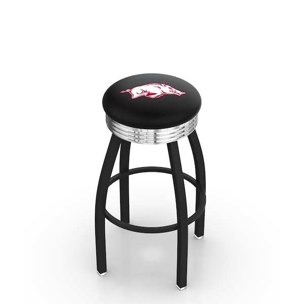 Holland Bar Stool Co 30" Blk Wrinkle Arkansas Swivel Bar Stool, Chrome Ring - L8B3C30ARKNUN