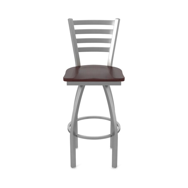 Holland Bar Stool Co 410 Jackie Stainless Steel 36in Swivel Bar Stool with Dark Cherry Maple Seat - 41036SSDCMPL