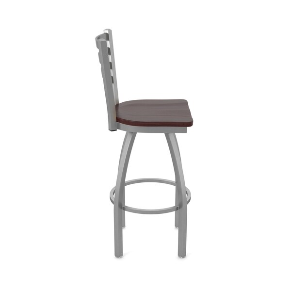 Holland Bar Stool Co 410 Jackie Stainless Steel 36in Swivel Bar Stool with Dark Cherry Maple Seat - 41036SSDCMPL