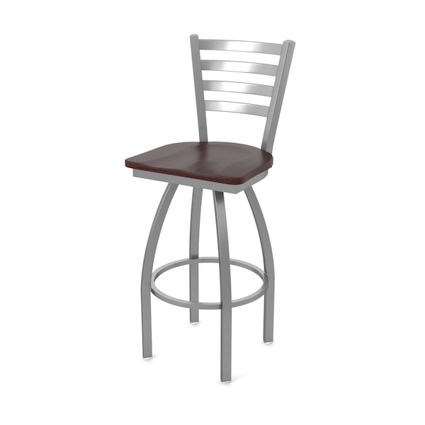 Holland Bar Stool Co 410 Jackie Stainless Steel 36in Swivel Bar Stool with Dark Cherry Maple Seat - 41036SSDCMPL