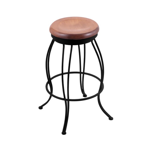 Holland Bar Stool Co 30" Swivel Bar Stool, Black Wrinkle, Med Maple Seat - 300030BWMEDMPL
