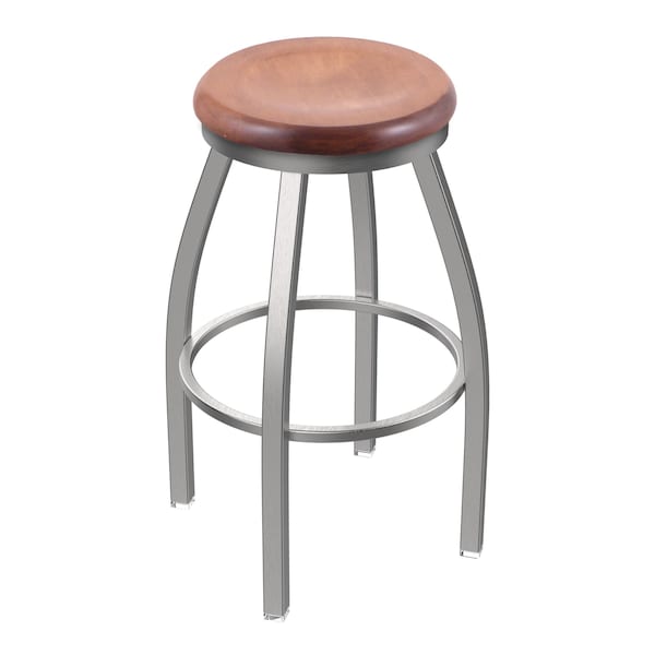 Holland Bar Stool Co 802 Misha Stainless Steel 36in Swivel Bar Stool with Medium Maple Seat - 80236SSMEDMPL