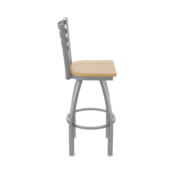 Holland Bar Stool Co 410 Jackie Stainless Steel 36in Swivel Bar Stool with Natural Maple Seat - 41036SSNATMPL