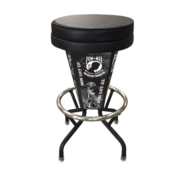 Holland Bar Stool Co Lighted POW/MIA 30" Swivel Bar Stool - L500030POWMIABLKVINYL