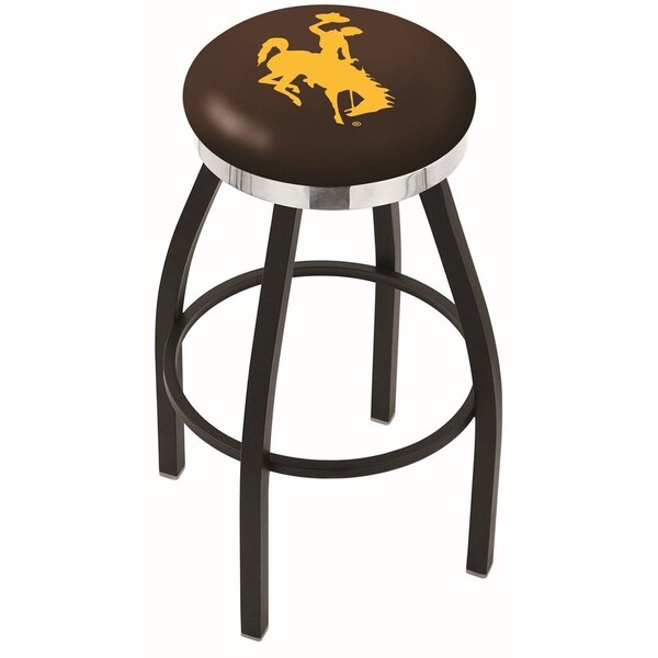 Holland Bar Stool Co 30" Blk Wrinkle Wyoming Swivel Bar Stool, Chrome Ring - L8B2C30WYMNG
