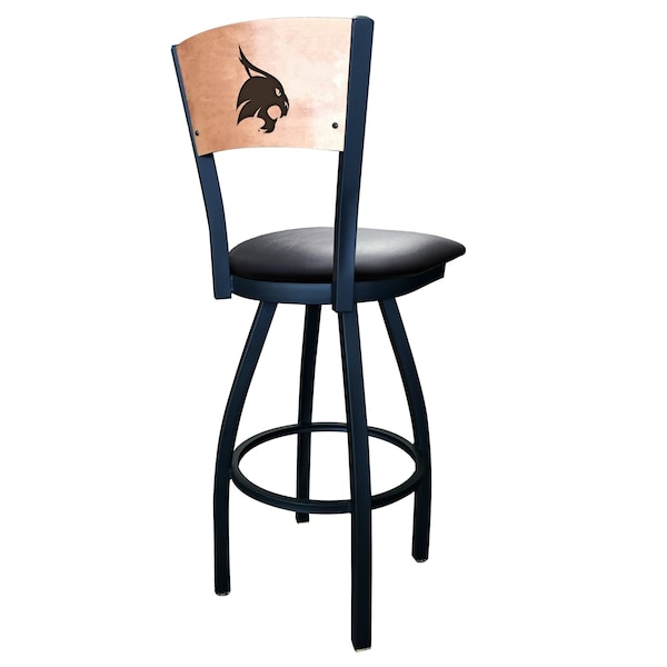 Holland Bar Stool Co 30" Blk Wrinkle Texas State Swivel Bar Stool, Laser Engraved Back - L03830BWMEDMPLATEXSSTBLKVINYL